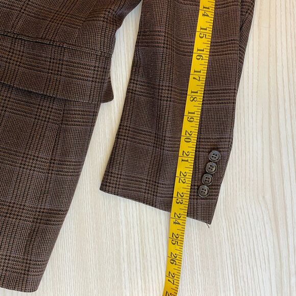 Burberry London Blazar Coat Men's Size 40R Brown Plaid Long Sleeve Front Button - Picture 6 of 11